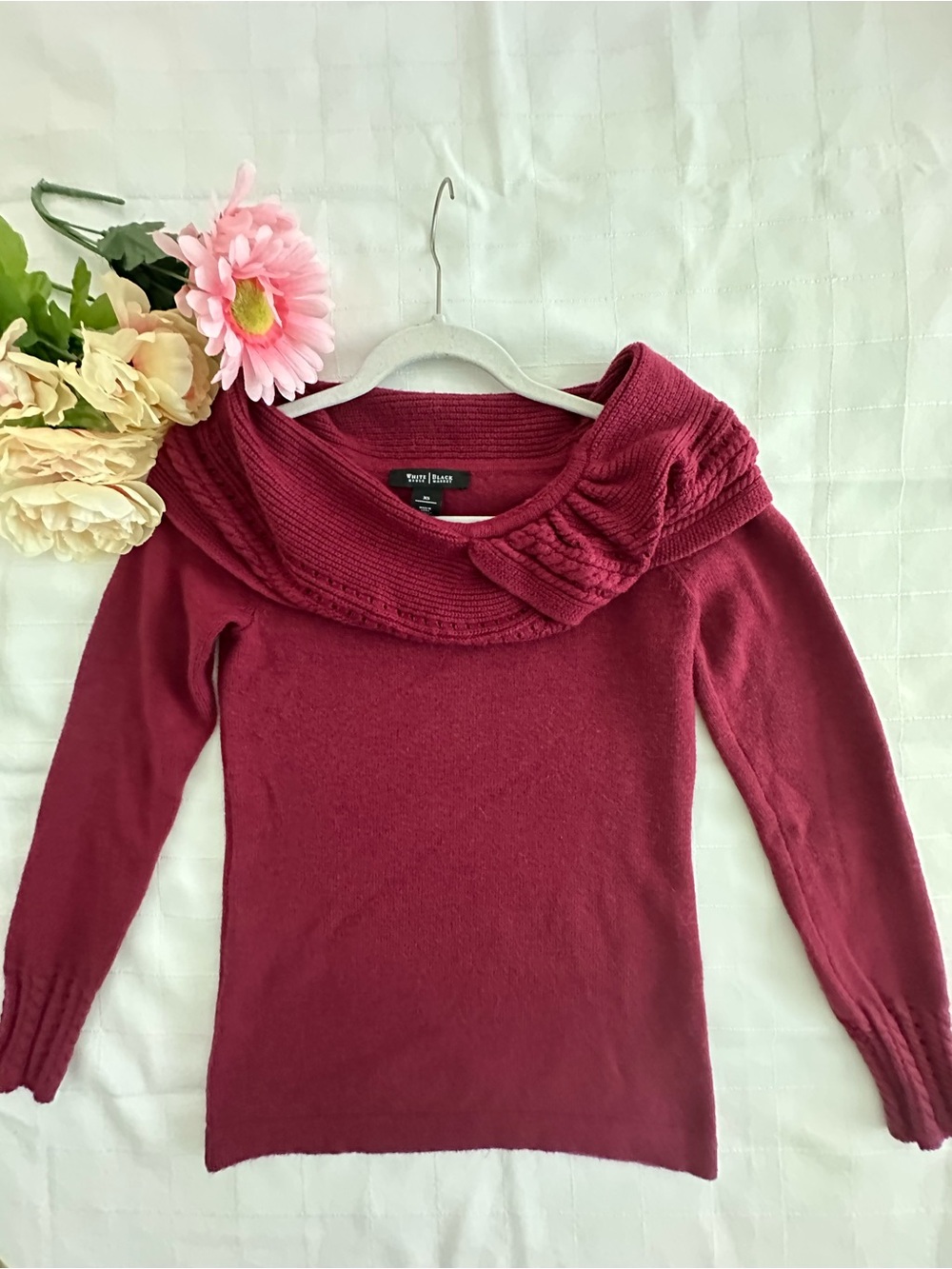 White House Black Market Berry Pink Cowl-Neck Sweater